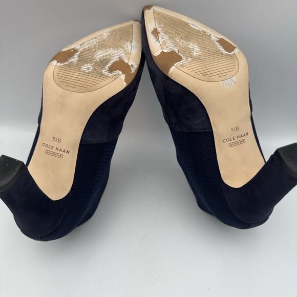 Cole Haan Grand 360 Womens Vannie Marine Blue Suede Knit Pointed Toe Heels 5.5 B - Picture 10 of 10